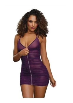 Dreamgirl Nachthemd & G-String – Plum – OS