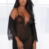 Dreamgirl Stretch Mesh Chemise Robe Set – Black – L -Toys Verkoop 12239BLK S 1
