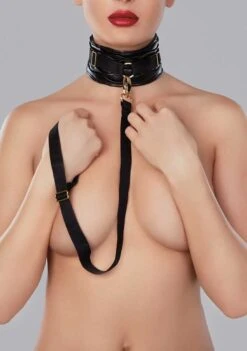 Adore Faux Leather Collar – Black – O/S