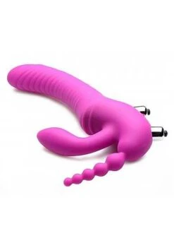 REGAL RIDER Triple G Vibrating Silicone Strapless Strap On –