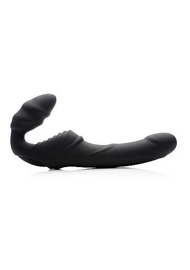 Slim Rider Ribbed Vibrating Strapless Strap-on – Black 3 Slim Rider Ribbed Vibrating Strapless Strap-on – Black