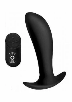 Silicone Prostate Vibrator With Remote Control – Black 1