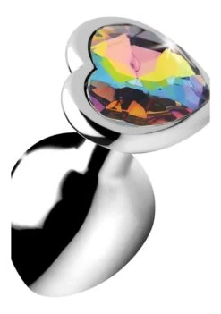 Rainbow Prism Heart Anal Plug – Medium – Silver