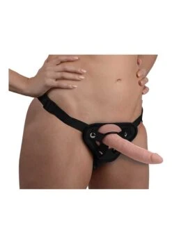 Charmed 7.5″ Silicone Dildo With Harness – Flesh