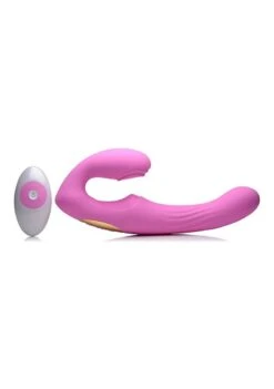 XR Brands U-Pulse – Siliconen Pulserende En Vibrerende Strapless Strap-On – Pink –