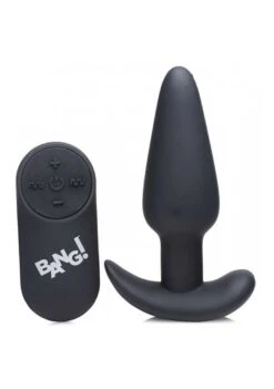 21X Vibrating Silicone Butt Plug With Remote Control – Black