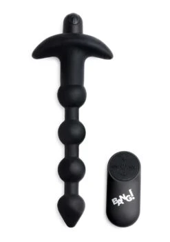 Vibrating Silicone Anal Beads & Remote Control – Black