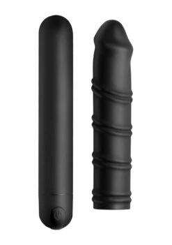 XL Bullet & Swirl Silicone Sleeve – Black