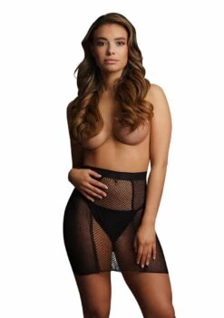 High-waist Fishnet Skirt – Black – O/S