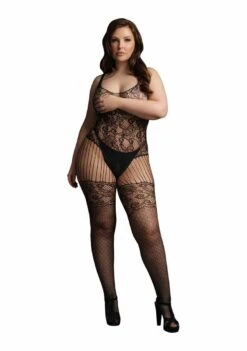 Lace And Fishnet Bodystocking – Black – OSX