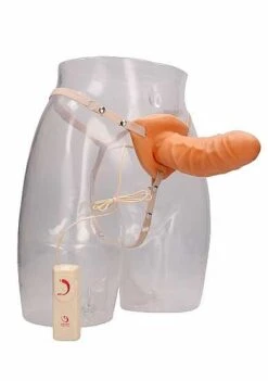 Seven Creations Hollow Vibrating Strap On Extender – Flesh