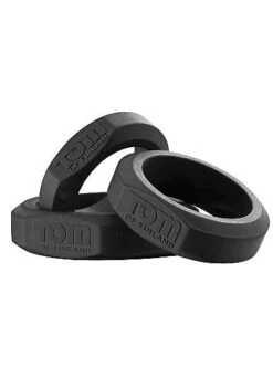Tom Of Finland – 3 Piece Silicone Cock Ring Set – Black